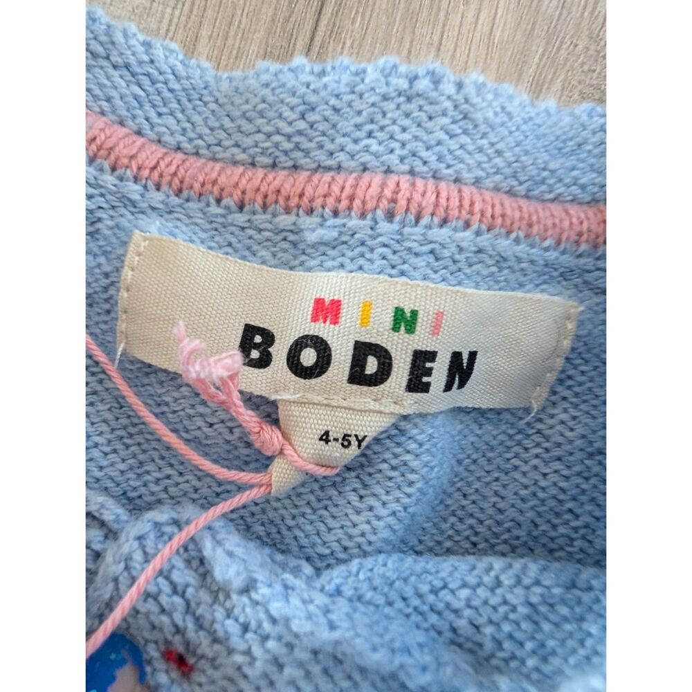 NWT Mini Boden Festive Crochet Cardigan in Pebble Blue, 4-5Y (V5) - Picture 3 of 5